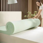4" Green Tea Memory Foam Topper — Pressure‑Relieving Layer for Back Pain Relief - LuxeHome Furniture