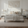 (Full/Queen/King) Velvet Platform Bed with Wingback Headboard Under‑Bed Storage, No Box Spring Needed - LuxeHome Furniture