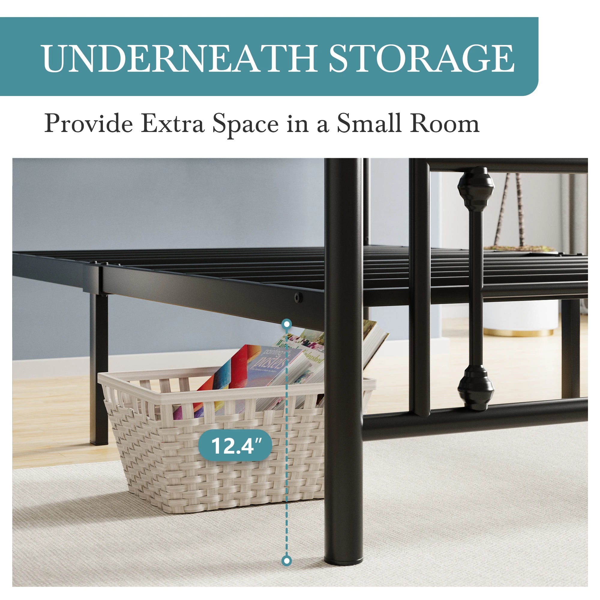 (All Size)14 Inch Metal Platform Bed Frame, Vintage Victorian Style, Headboard and Footboard - LuxeHome Furniture