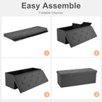 "Folding Storage Ottoman Bench – Versatile Living Room Footstool with Hidden Storage, Toy Box, and Strong Load-Bearing Capacity for Bedroom" - LuxeHome Furniture