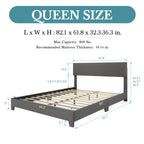 (Full/Queen/King) Upholstered Bed Frame with Adjustable Linen Headboard, Sturdy Wood Slats - LuxeHome Furniture