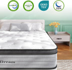 Hybrid King Mattress with Memory Foam & Pocket Springs, Medium Firm for Pressure Relief and Motion Isolation - LuxeHome Furniture