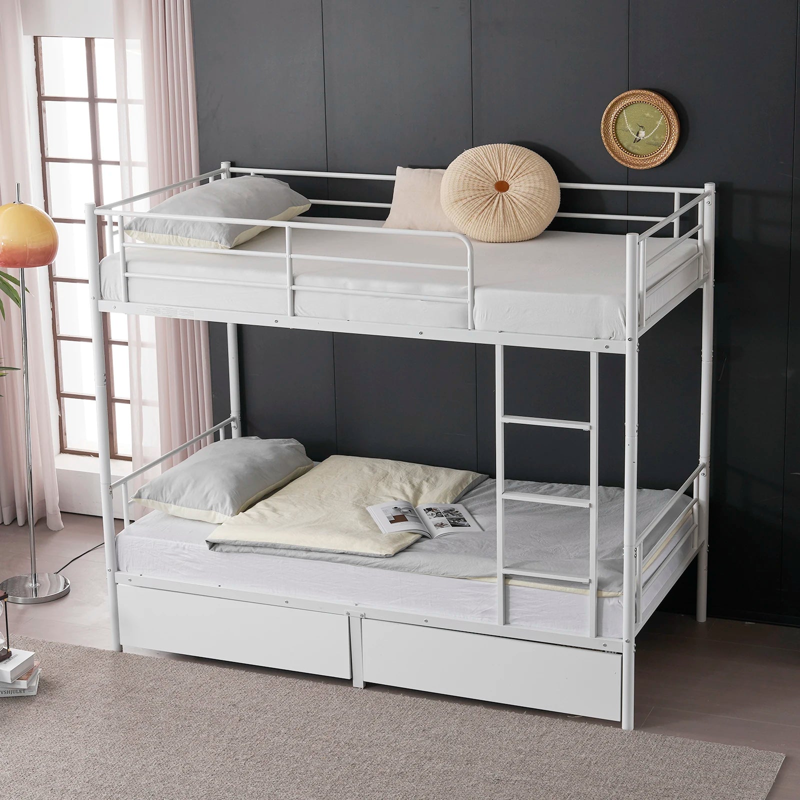 Twin‑over‑Twin Convertible Bunk Bed — 2 Storage Drawers, Converts to Two Daybeds - LuxeHome Furniture