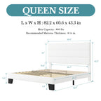 (All sizes) Upholstered Bed Frame Adjustable Headboard, Sturdy Wood Slats Support, No Box Spring Needed - LuxeHome Furniture