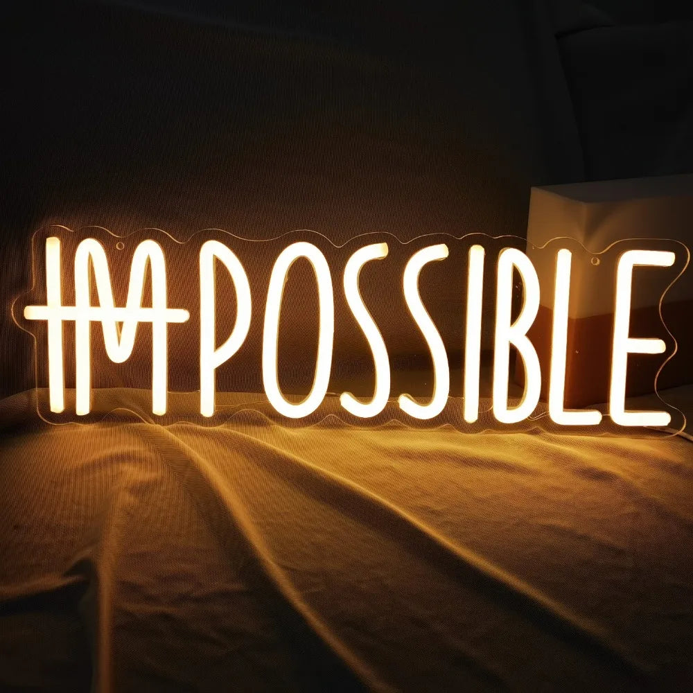 "I'M POSSIBLE LED Neon Wall Sign – Illuminated Decor for Bedroom, Gym, and More – Vibrant Light-Up Wall Art" - LuxeHome Furniture