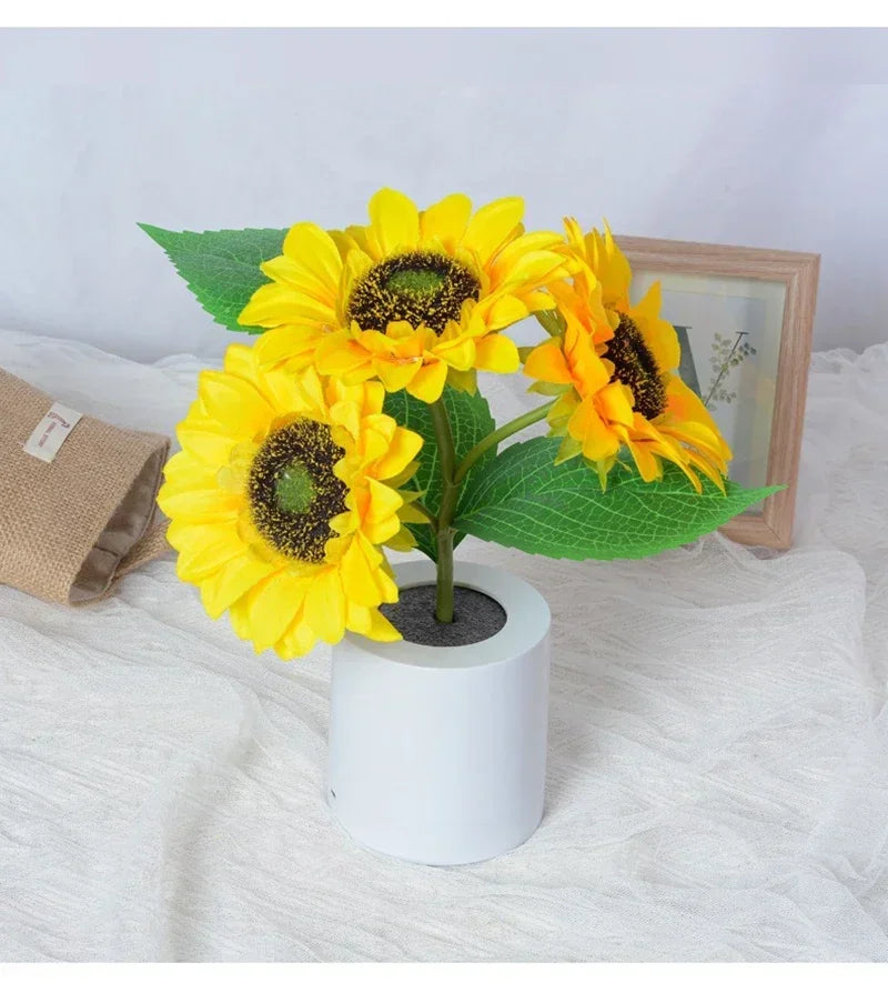 "Rechargeable Sunflower LED Night Light — 3‑LED Table Lamp for Bedroom, Bedside & Desk Decor" - LuxeHome Furniture