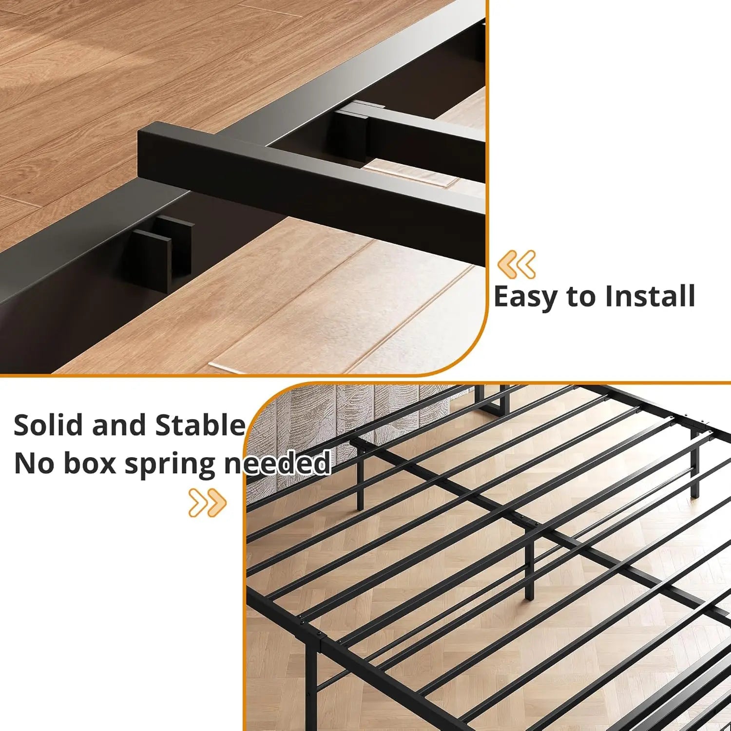 (King/Cal King) Platform Bed Frame — Built‑In Charging Headboard & Storage, Quick Assembly, No Box Spring - LuxeHome Furniture