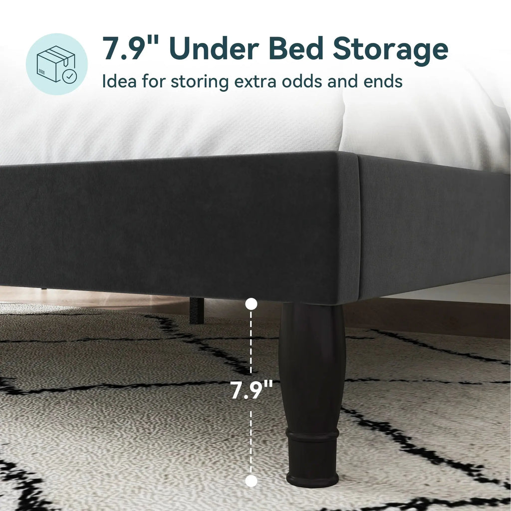 (Full/Queen/King) Upholstered Platform Bed with Adjustable Tiara Headboard, Diamond Tufted - LuxeHome Furniture