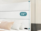 (All sizes) Upholstered Bed Frame Adjustable Headboard, Sturdy Wood Slats Support, No Box Spring Needed - LuxeHome Furniture