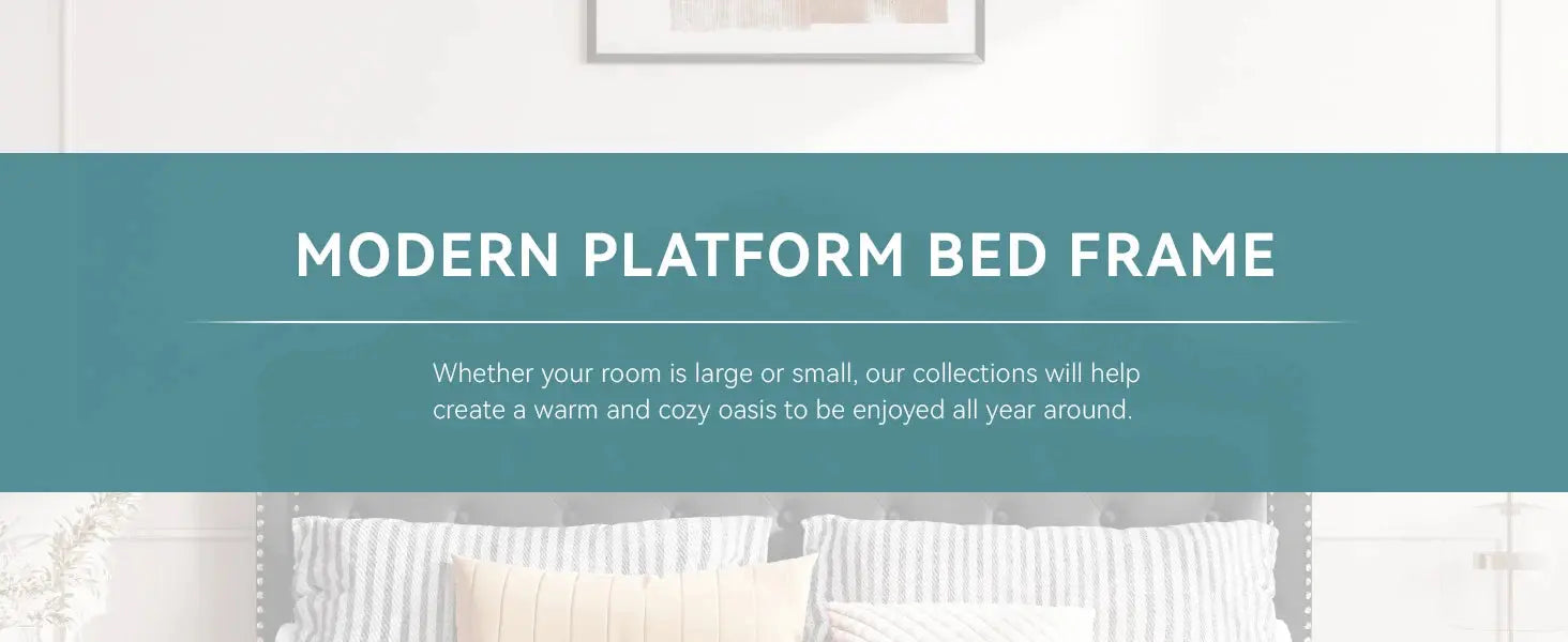 (Full/Queen/King) Upholstered Platform Bed with Adjustable Tiara Headboard, Diamond Tufted - LuxeHome Furniture