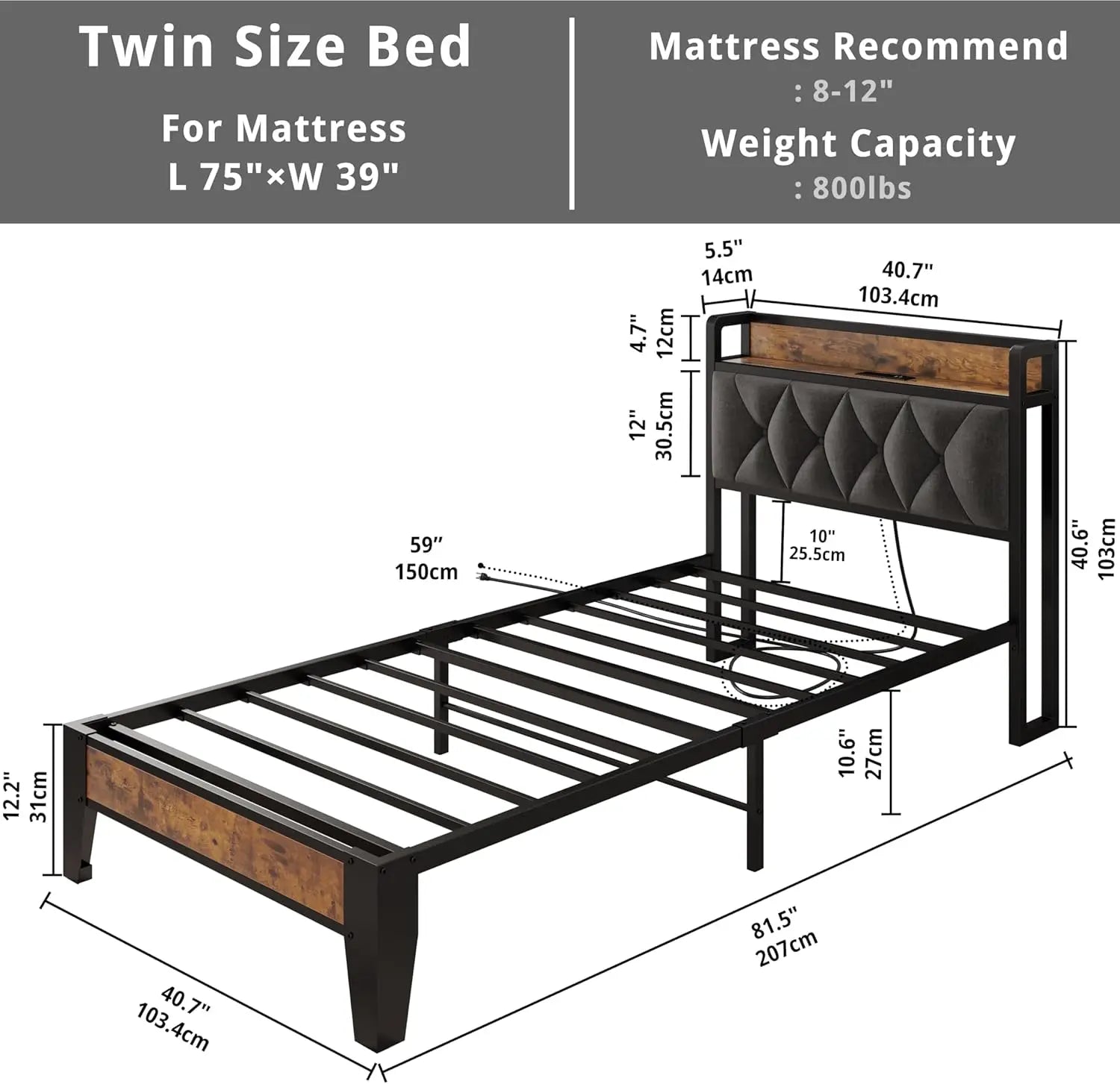 (All Sizes) Platform Bed — Storage Headboard with Outlets, Silent Design, No Box Spring Needed - LuxeHome Furniture