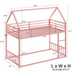 Twin XL‑over‑Twin XL Bunk Bed — Metal Frame with Ladder & Guardrail, House‑Style Design, Metal Slats - LuxeHome Furniture