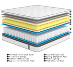 (Queen/King/Twin) Hybrid Mattress Medium-Firm ( 12" & 10" ) Memory Foam with Individually Pocketed Springs - LuxeHome Furniture