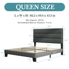(Full/Queen/King) Fabric Platform Bed with Headboard — Reinforced Wooden Slat Support, Mattress‑Ready Panel Bed Foundation - LuxeHome Furniture