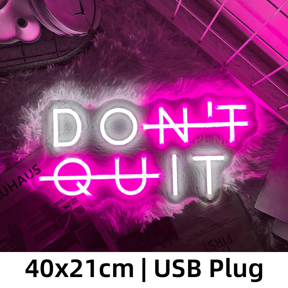 'DON'T QUIT,  – LED Wall Art for Game Rooms, Bedrooms, Gyms, Classrooms, and More" - LuxeHome Furniture