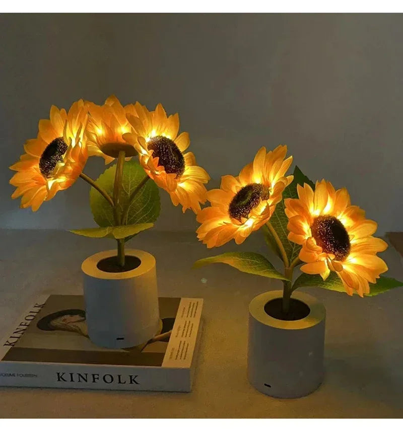 "Rechargeable Sunflower LED Night Light — 3‑LED Table Lamp for Bedroom, Bedside & Desk Decor" - LuxeHome Furniture