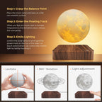 "Magnetic Floating Rotating Moon Lamp with Wooden Base — 3‑Color LED 3D Print Night Light, Unique Gift for Home & Room" - LuxeHome Furniture