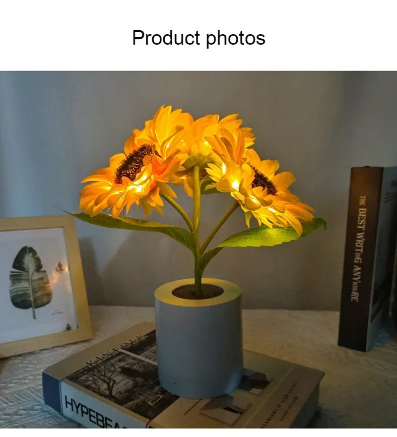 "Rechargeable Sunflower LED Night Light — 3‑LED Table Lamp for Bedroom, Bedside & Desk Decor" - LuxeHome Furniture