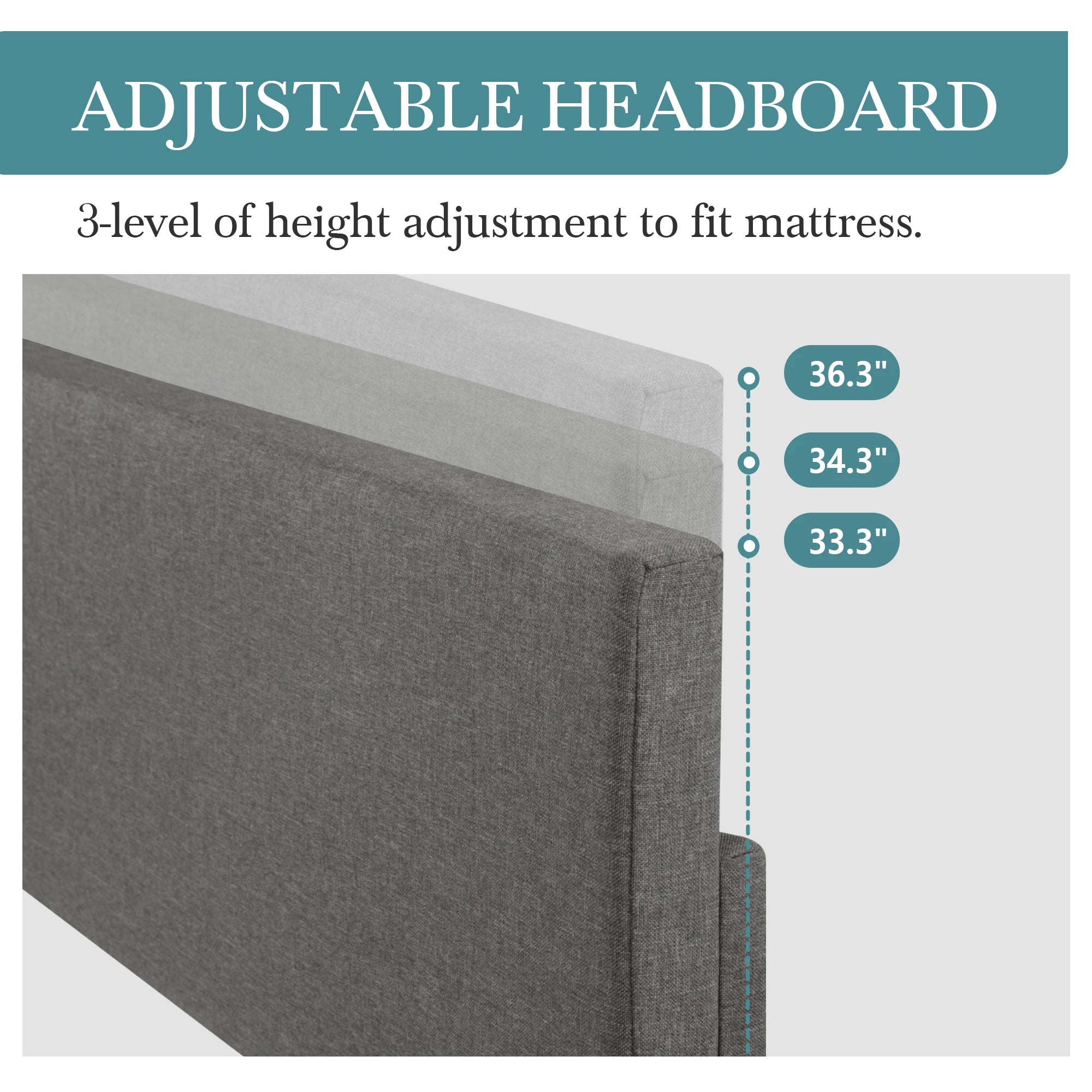 (King/Queen/Full) Upholstered Bed Frame with Adjustable Headboard — Soft Linen Fabric, Reinforced Support, and Noise-Free Design - LuxeHome Furniture