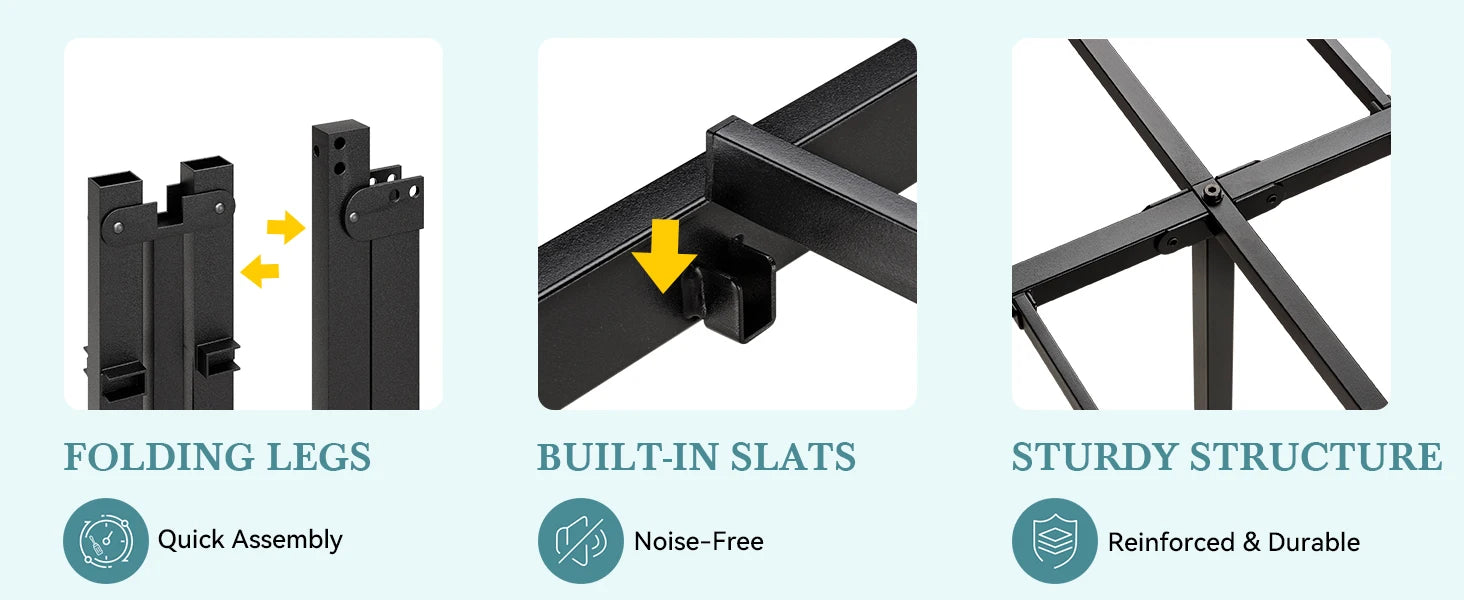 (All Sizes) Sturdy Metal Bed Frame — 14" Under‑Bed Storage, No Box Spring Required, Quick Tool‑Free Assembly - LuxeHome Furniture