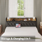 (All Sizes) Platform Bed — Storage Headboard with Outlets, Silent Design, No Box Spring Needed - LuxeHome Furniture