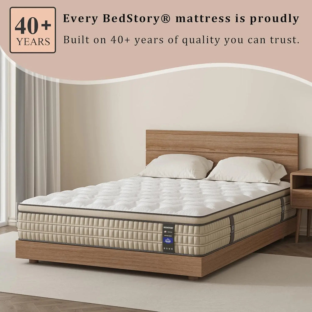 BedStory 12 Inch Full/King Hybrid Gel Memory Foam Mattress, Queen Size Mattress with Breathable Fabric for Comfortable Sleep LuxeHome Furniture