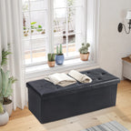 " Leather Folding Ottoman Storage Bench – Multi-Functional Footstool and Toy Box with 660 lbs Capacity for Living Room and Bedroom" - LuxeHome Furniture