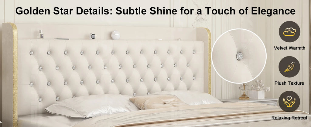 (Full Xl/Queen/King) LED Bed Frame with Galaxy Projector, Bluetooth Speaker, USB Ports & 4 Drawers — No Box Spring Needed - LuxeHome Furniture