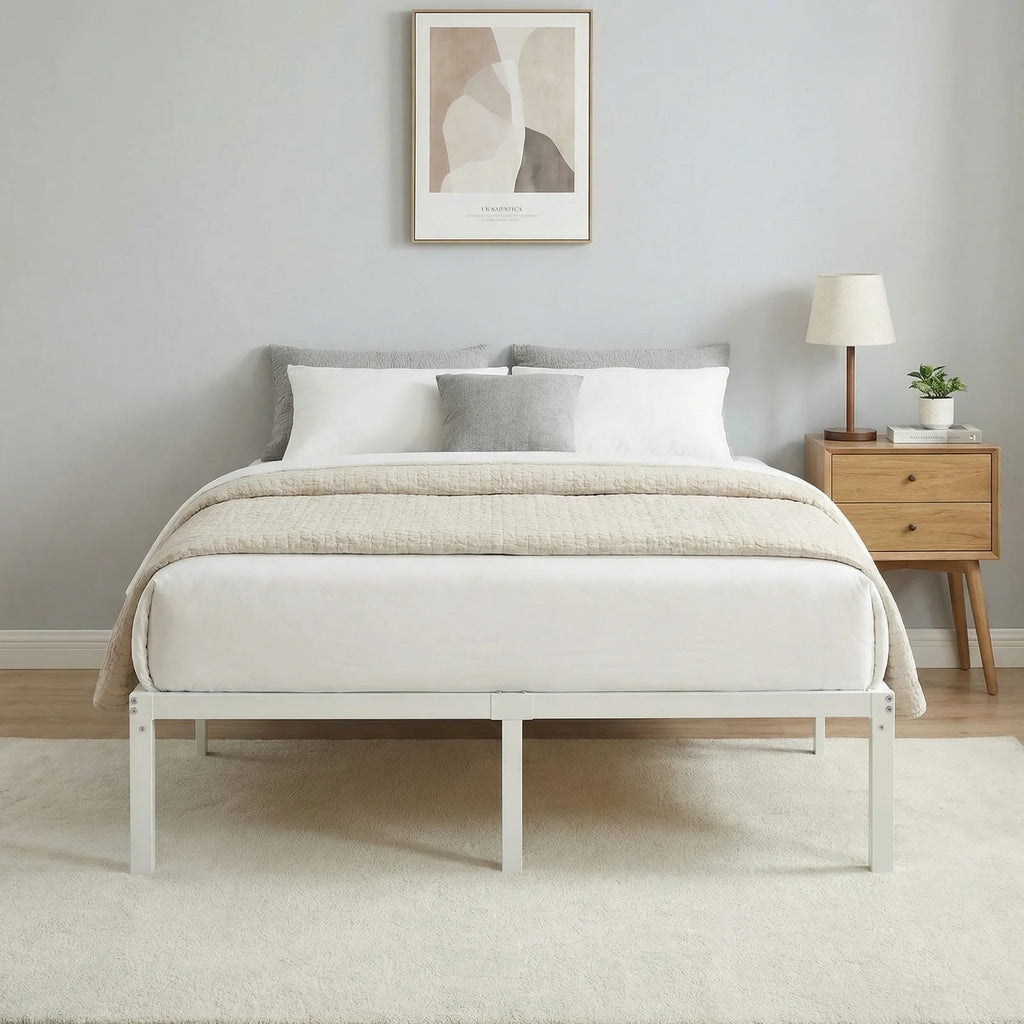 (All Sizes) Sturdy Metal Bed Frame — 14" Under‑Bed Storage, No Box Spring Required, Quick Tool‑Free Assembly - LuxeHome Furniture