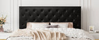 (Queen/Full) Faux Leather Platform Bed with Adjustable Diamond‑Tufted Headboard — Stylish Upholstered Frame - LuxeHome Furniture