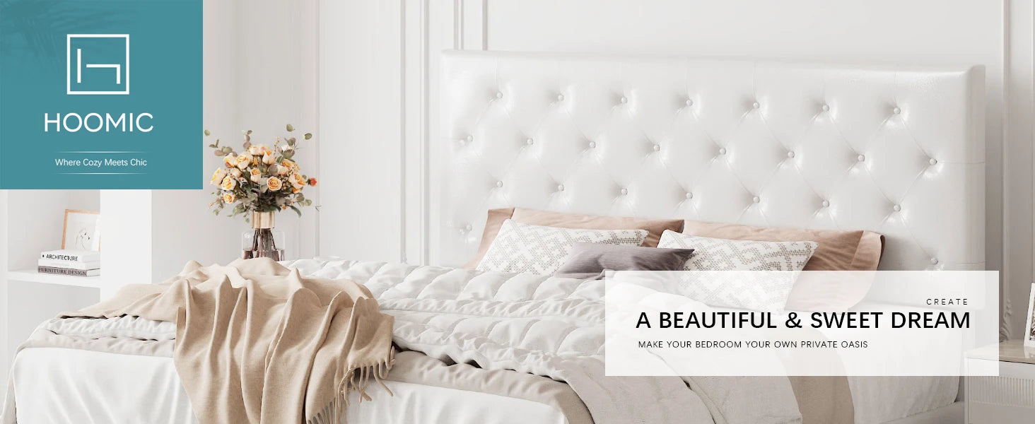 (Queen/Full) Faux Leather Platform Bed with Adjustable Diamond‑Tufted Headboard — Stylish Upholstered Frame - LuxeHome Furniture