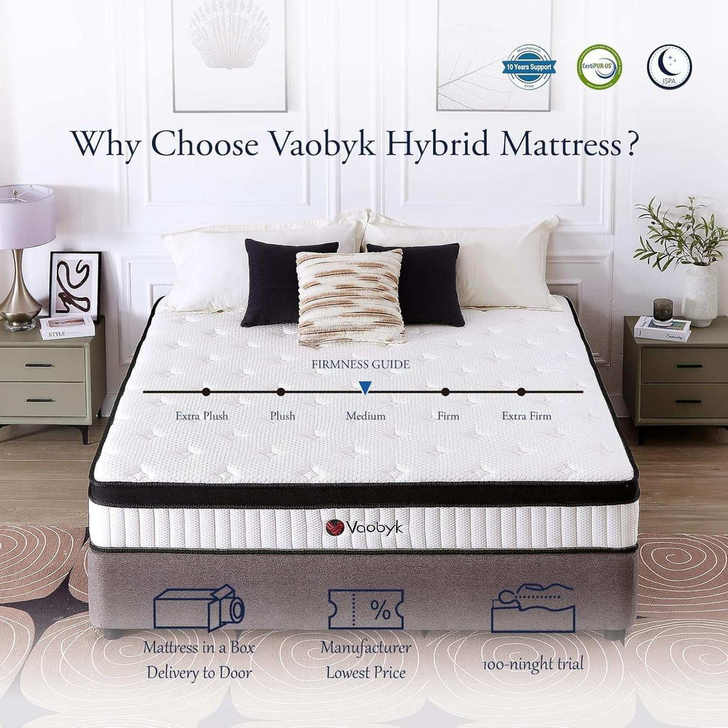 Queen TwelveInch MemoryFoam Hybrid Mattress CertipurUS - LuxeHome Furniture -