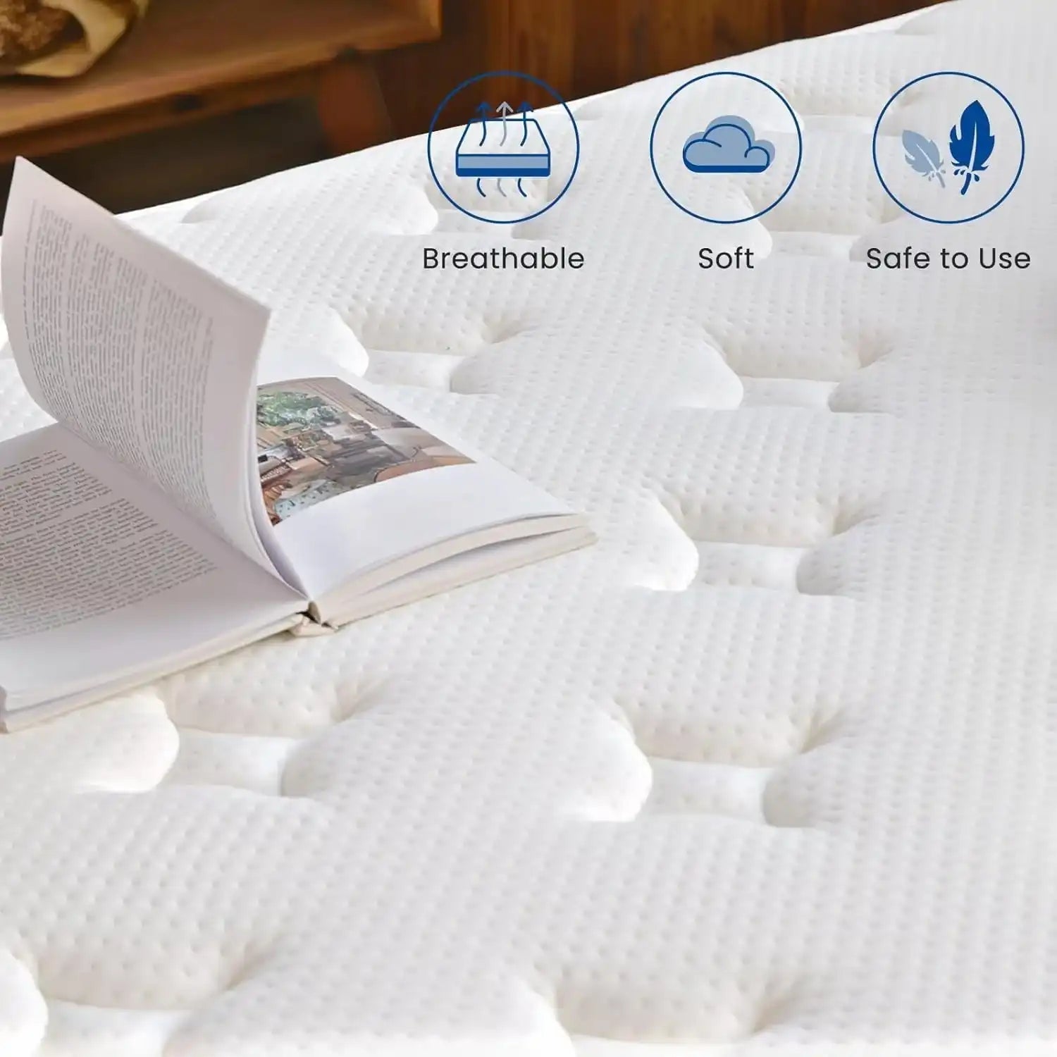 Queen Size Thermoregulating Hybrid Memory Foam Mattress - LuxeHome Furniture -