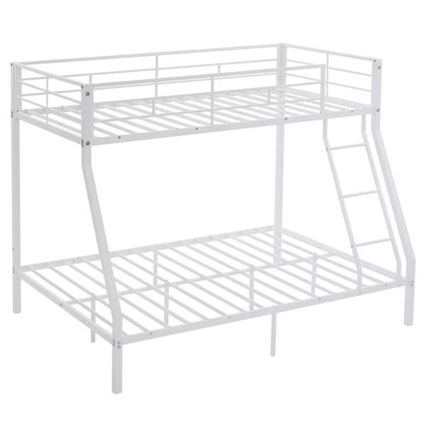 Twin‑over‑Full Metal Bunk Bed — Heavy‑Duty, Full Guardrail & Ladder, Under‑Bed Storage - LuxeHome Furniture