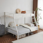 Twin‑over‑Full Metal Bunk Bed — Heavy‑Duty, Full Guardrail & Ladder, Under‑Bed Storage - LuxeHome Furniture
