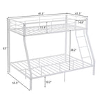 Twin‑over‑Full Metal Bunk Bed — Heavy‑Duty, Full Guardrail & Ladder, Under‑Bed Storage - LuxeHome Furniture
