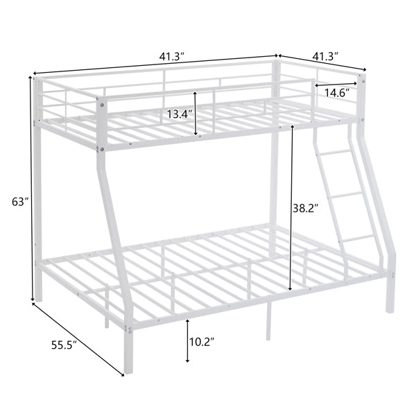 Twin‑over‑Full Metal Bunk Bed — Heavy‑Duty, Full Guardrail & Ladder, Under‑Bed Storage - LuxeHome Furniture