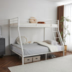 Twin‑over‑Full Metal Bunk Bed — Heavy‑Duty, Full Guardrail & Ladder, Under‑Bed Storage - LuxeHome Furniture